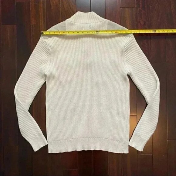 American Rag Mens Sweater 1/4 Zip Ribbed Cotton Pullover Beige Size Large - Picture 11 of 16